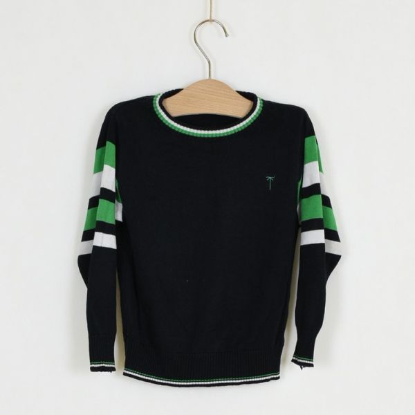 Černo-zelený svetr, vel. 104