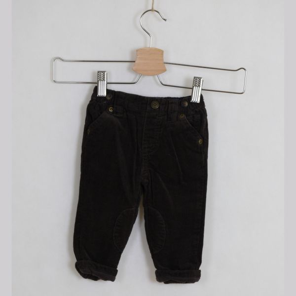 Hnědé zateplené manšestrové kalhoty Baby, vel. 68
