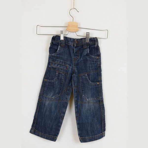 Modré široké jeans, vel. 98