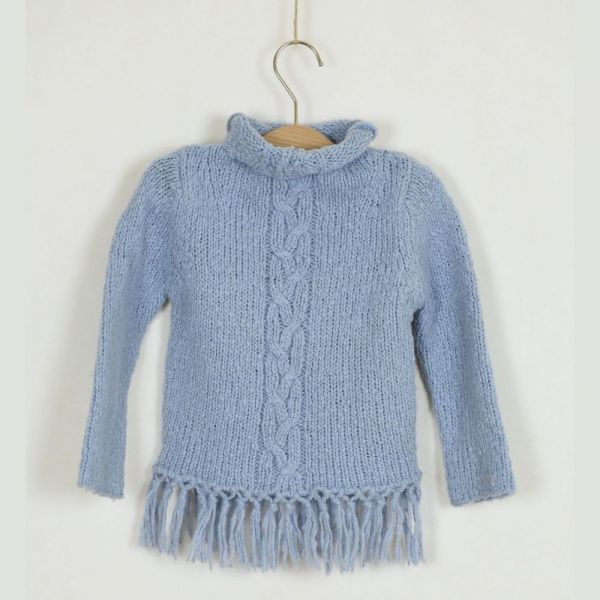 Modrý svetr s třásněmi, vel. 116