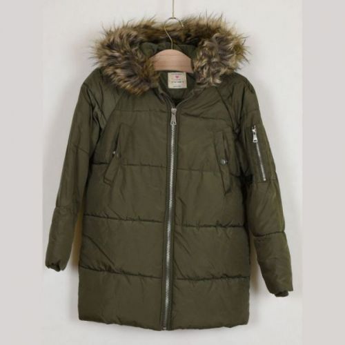 Zelená zimní bunda s kapucí Primark, vel. 152