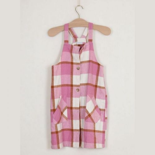 Růžové kárované šaty, vel. 158