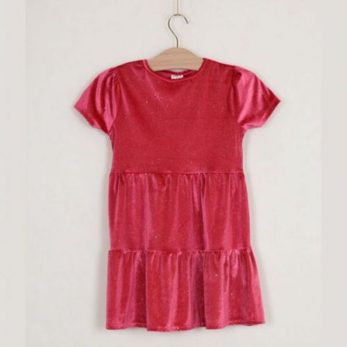 Růžové sametové šaty F & F, vel. 140