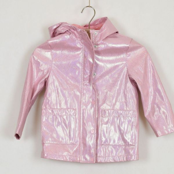 Růžová pogumovaná bunda s kapucí Primark, vel. 116