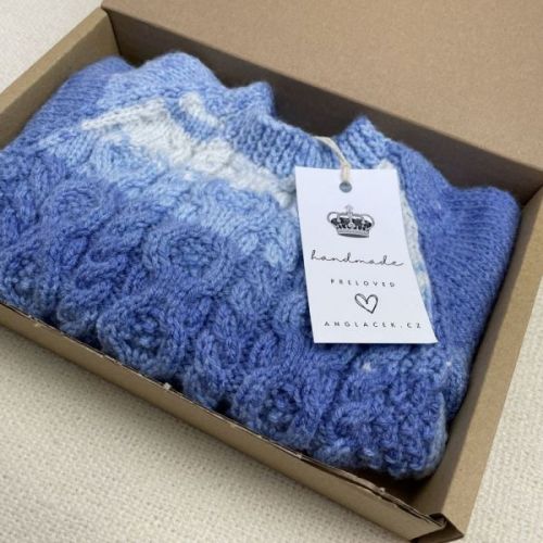 Handmade svetr modrý, vel. 62