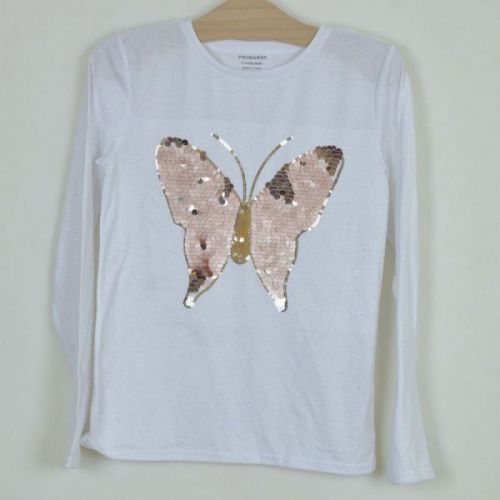 Bílé triko s motýlem Primark, vel. 164