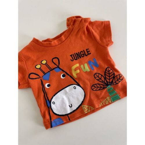 Oranžové triko s žirafou Primark, vel. 62