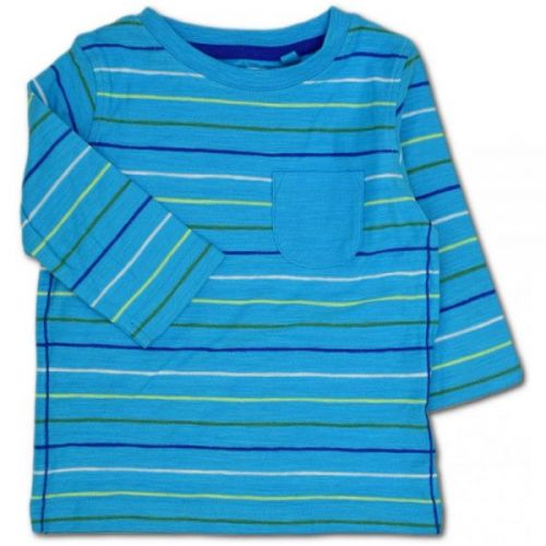 Modré proužkované triko s kapsičkou Next, vel. 74