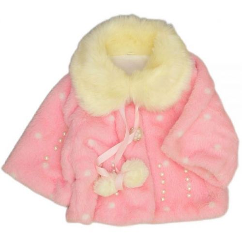 Růžový kožíškový kabátek s perličkama, vel. 80
