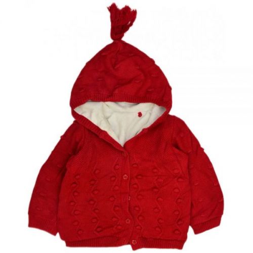 Červený zateplený svetrový kabátek Tu, vel. 80