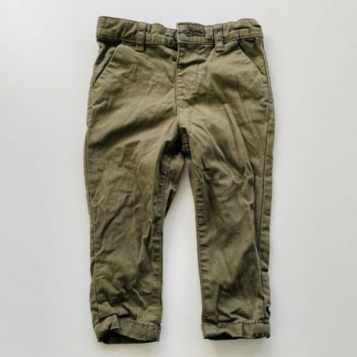 Zelené plátěné kalhoty Primark, vel. 74