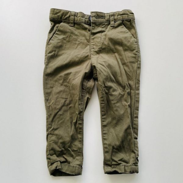 Zelené plátěné kalhoty Primark, vel. 74