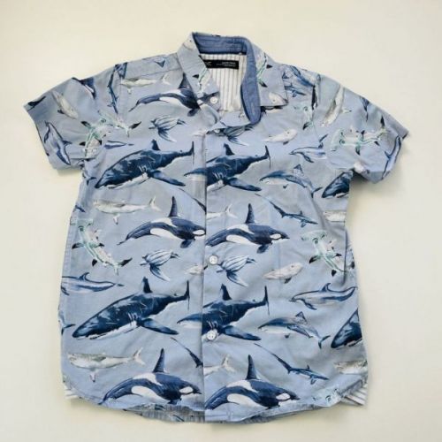 Modrá košile se žralokem Next, vel. 104