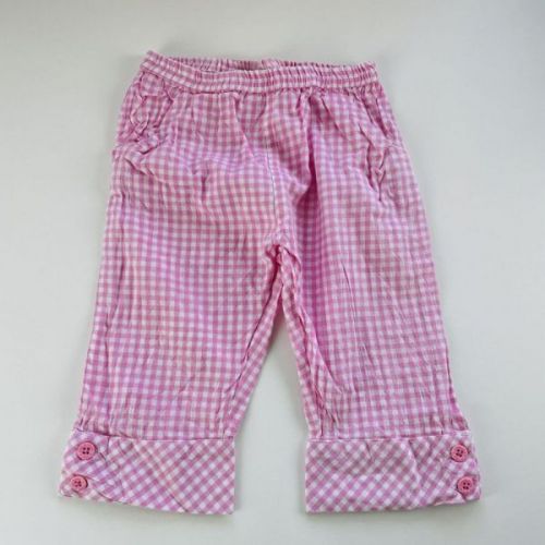 Růžové kárované kalhoty, vel. 98