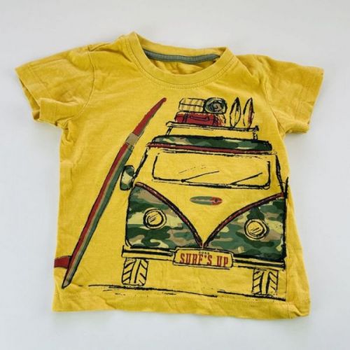 Žluté triko s potiskem Matalan, vel. 80