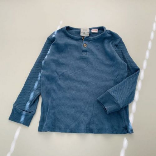 Modré žebrované triko Zara, vel. 98