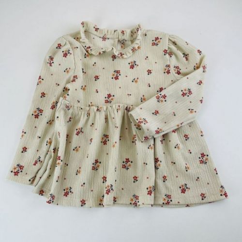 Béžové květované šaty, vel. 98